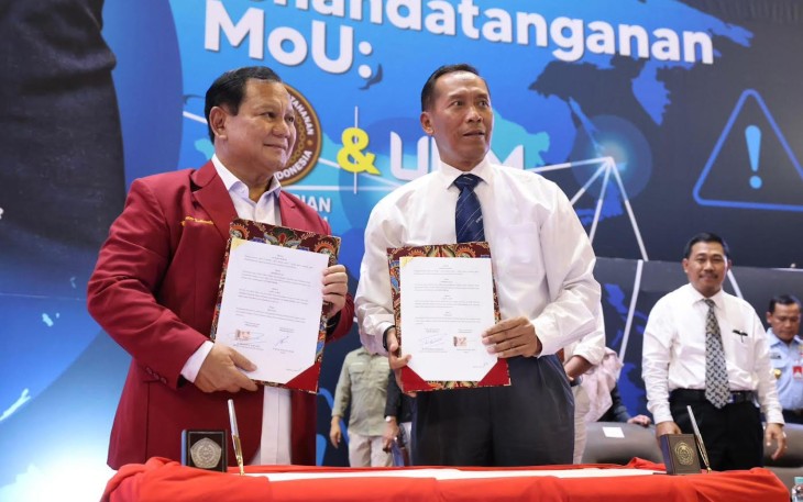Menteri Pertahanan RI Prabowo Subianto saat menjadi pembicara dalam acara Studium Generale Universitas Muhammadiyah Malang (UMM)