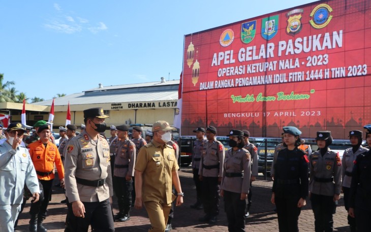Apel Gelar Pasukan Ops Ketupat Nala 2023, Gubernur dan Kapolda Bengkulu Cek Kesiapan Personel Gabungan