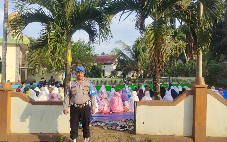 Beri Rasa Aman, Jajaran Polsek Putri Hijau Melaksanakan Pam Solat Idul Fitri 1444 H