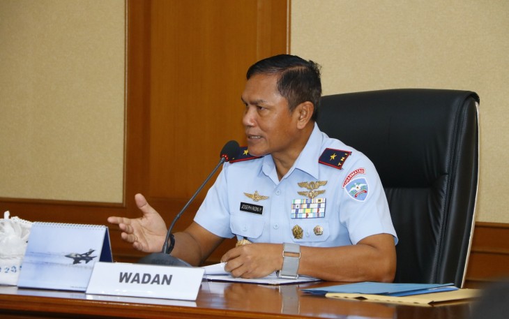 Wadan Koharmatau Marsma TNI Joseph Rizki Prabowo, S.T.,M.I.Pol., pada acara Rapat Koordinasi Tour of Area/Tour of Duty perwira dan PNS Koharmatau serta Depohar Jajaran di ruang rapat Basjir Soerya Makoharmatau