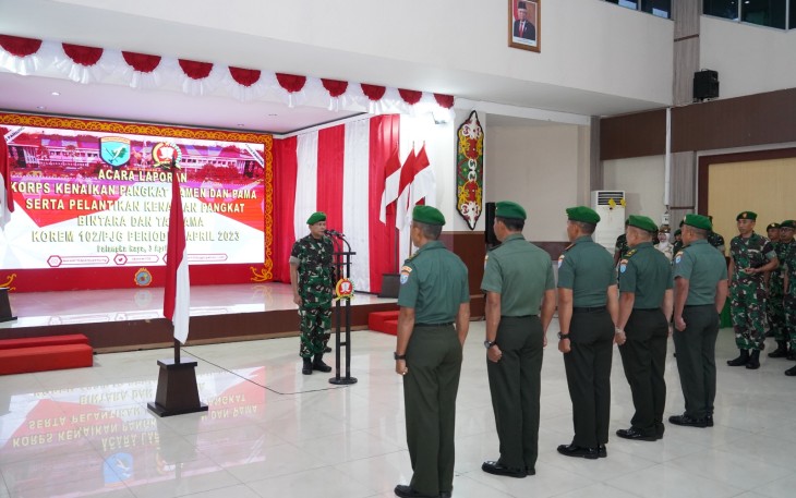 23 Prajurit Kodim 1016 Palangka Raya Naik Pangkat 