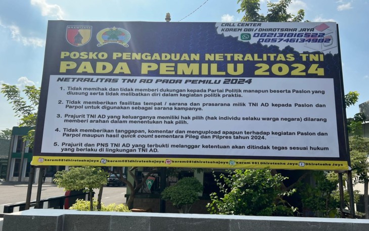 Korem 081/DSJ Buka Posko Pengaduan Netralitas TNI Pada Pemilu 2024