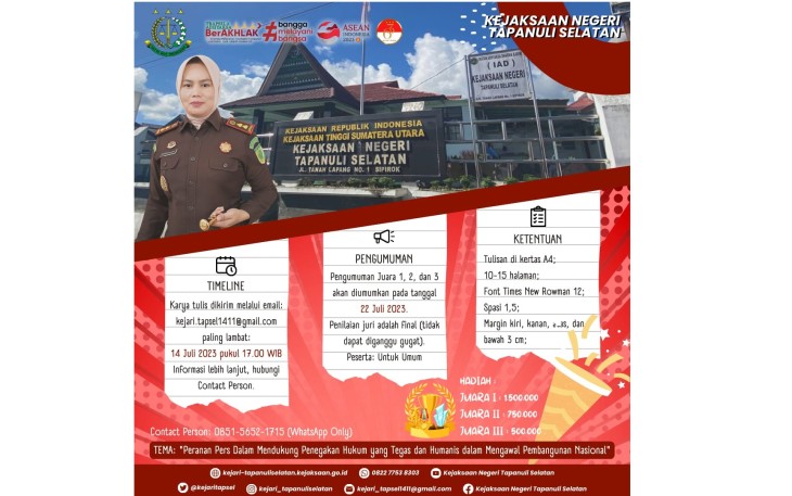 Sambut HBA Ke-63, Kejari Tapsel Gelar Lomba Karya Tulis Ilmiah