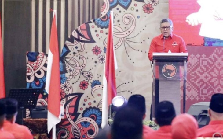 Hasto Kristiyanto saat membuka rapat kerja daerah (Rakerda) DPD PDIP Provinsi Gorontalo, pada Jumat (22/9/2023).