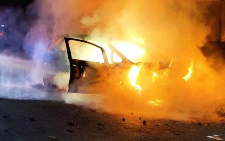 Pasca kejadian api melahap habis Mobil Honda Jazz.