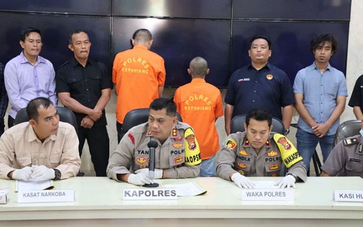 Press release, Kapolres Kepahiang Polda Bengkulu AKBP Yana Supriatna, S.IK., M.Si, didampingi Wakapolres Kompol Andi Kadesma, SH, S.IK, dan Kasatresnarkoba Iptu Tomy Sahri, SH, MH.