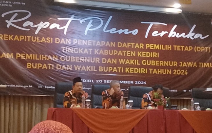 KPU Kabupaten Kediri Gelar Rapat Pleno Tetapkan Jumlah DPT untuk Pilkada Serentak 2024