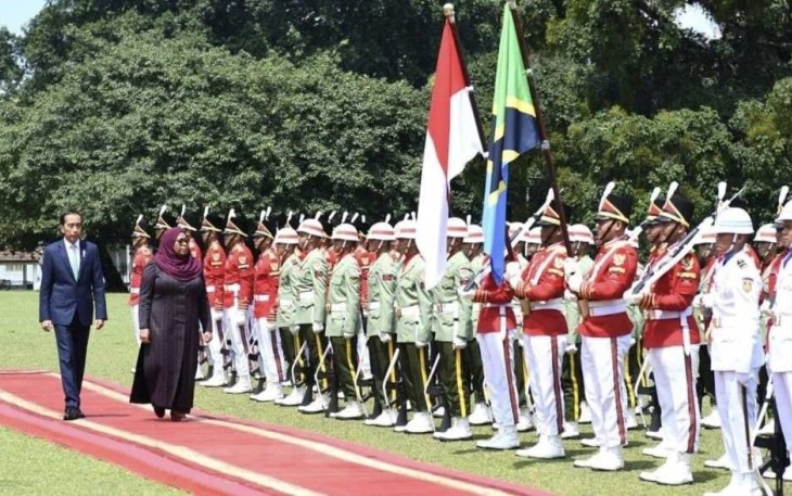 Presiden Jokowi saat sambut Kunjungan Kenegaraan Presiden Tanzania di Istana Bogor