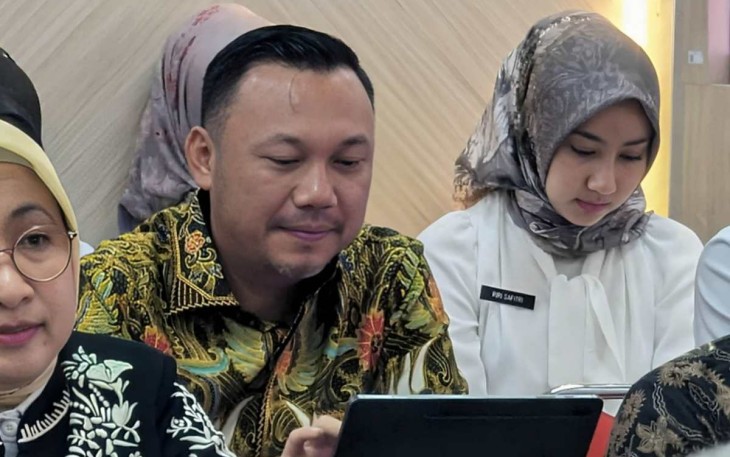 Kepala BPN Kota Depok Indra Gunawan dan jajaran saat mengikuti rapat koordinasi monitoring dan evaluasi di Kakanwil BPN Jawa Barat di Bandung, Kamis 16 Mei 2024