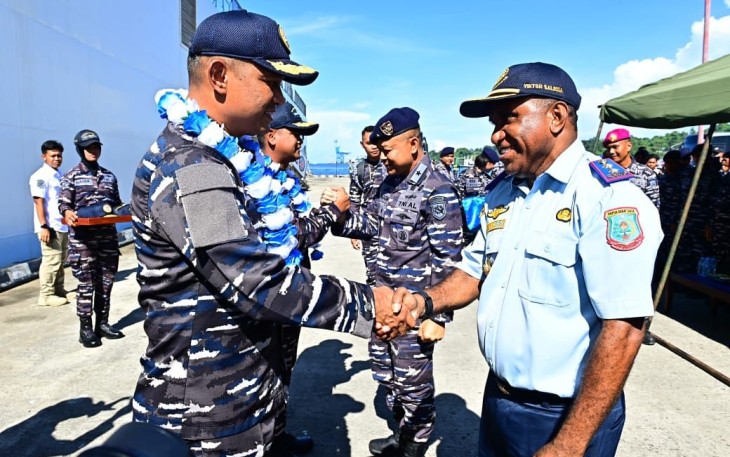 Penyambutan Satgas Port Visit 2024 di Lantamal XIV