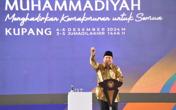 Presiden Prabowo Subianto memberikan pengarahan dalam milad Universitas Muhammadiyah Kupang, NTT, Rabu (4/12)