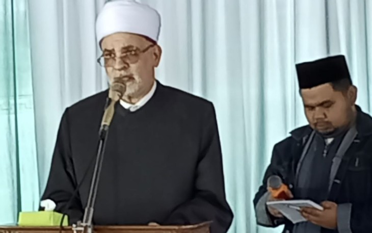 Prof. Dr. M. Salim Abu Ash dari Mesir saat seminar internasional di IAI Al Fatimah Bojonegoro, Jum'at (1/3)