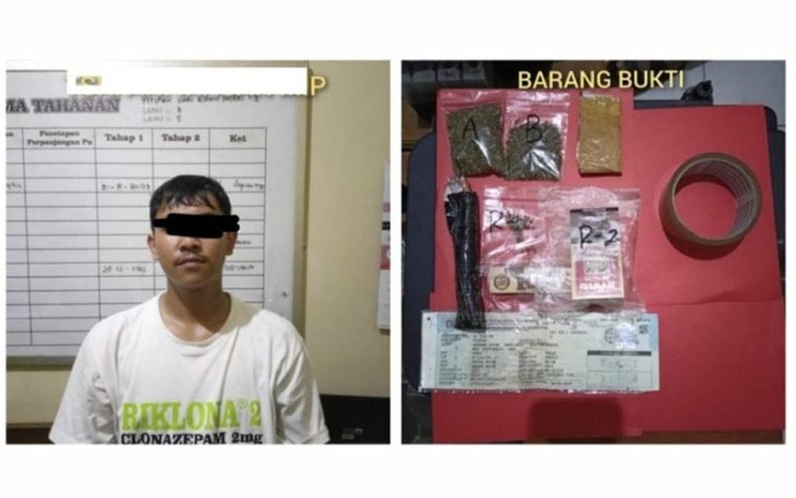 Tersangka dan barang bukti saat diamankan