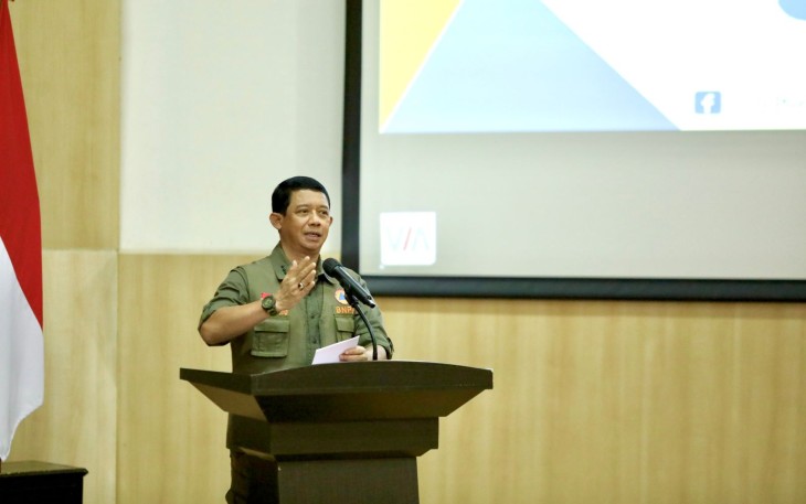 Kepala BNPB Letjen TNI Dr. Suharyanto, S.Sos, M.M., saat membuka acara pelatihan Senior Disaster Management Training (SDMT) yang diadakan di Auditorium Gedung Pusdiklat BNPB, Sentul, Bogor, Senin (10/11).