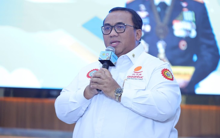 Presiden Konfederasi Serikat Pekerja Seluruh Indonesia (KSPSI) Andi Gani Nena Wea