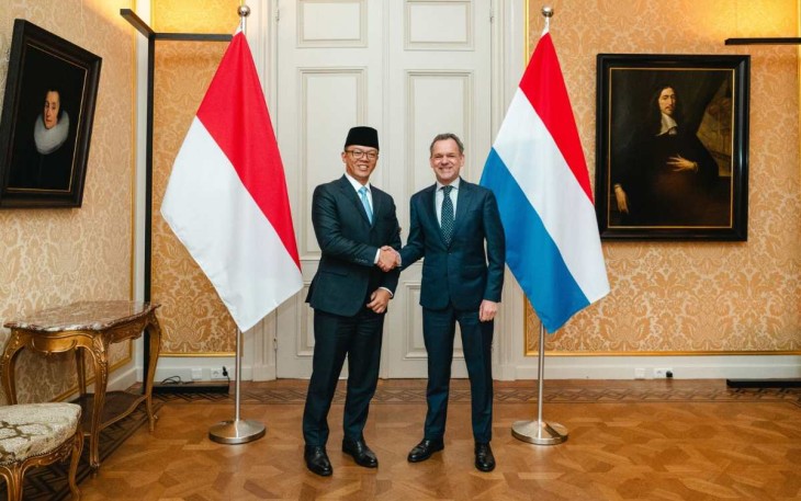 Menlu RI Sugiono bersama PM Belanda Dick Schoof di Den Haag, Belanda