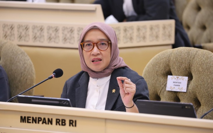 Menteri PANRB RIni Widyantini saat Rapat Dengar Pendapat dengan Komisi II DPR RI, Jakarta, Rabu (05/03/2025).