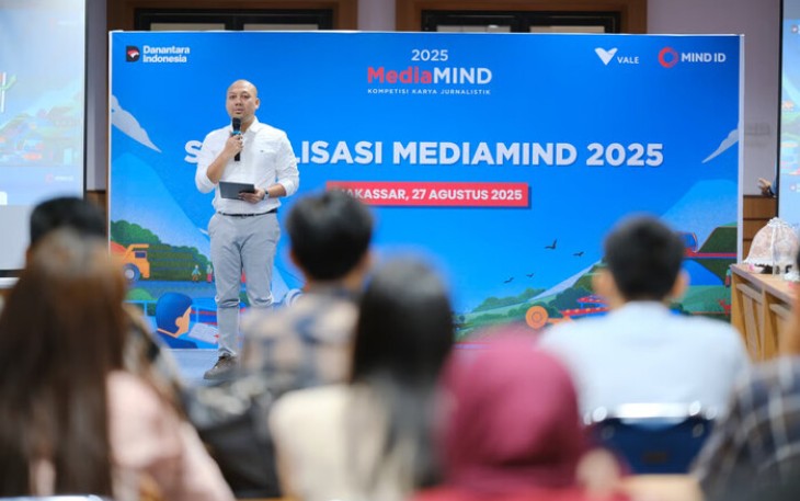 Chief Project Officer Vale Indonesia, Muhammad Asril, dalam Sosialisasi MediaMIND 2025 di Universitas Hasanuddin Makassar