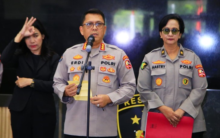 Doorstop di Lobby Awaloedin Djamin, Gedung Bareskrim Polri, Rabu (20/8/2025) pukul 14.30 WIB.