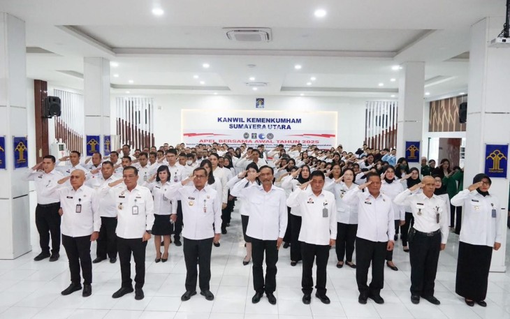 Kanwil Kemenkumham Sumut Ikuti Apel Pagi yang Dipimpin Menteri Koordinator Yusril Ihza Mahendra