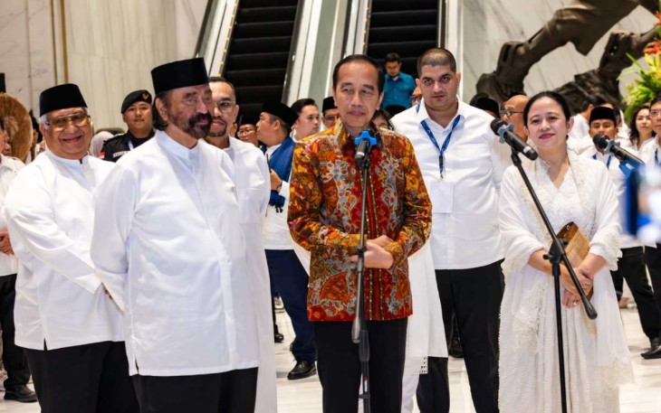 Puan Maharani buka puasa bersama dengan Jokowi dan Surya Paloh di Jakarta, Jum'at (21/3)