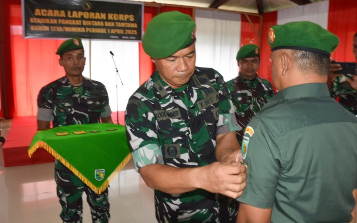 Sebanyak 15 Personel Kodim 1710/Mimika Naik Pangkat