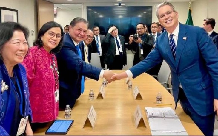 Airlangga dan Sri Mulyani Temui Menkeu AS