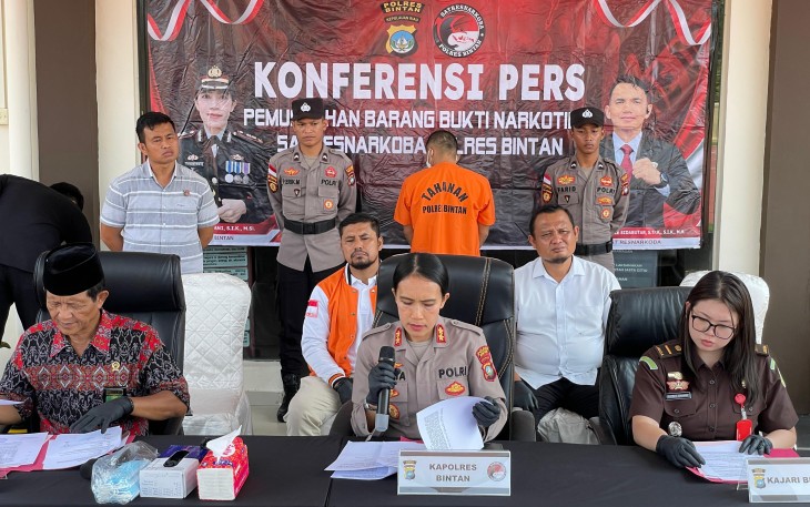 Polres Bintan Musnahkan Barang Bukti Narkoba Hampir Setengah Kilo Gram Sabu