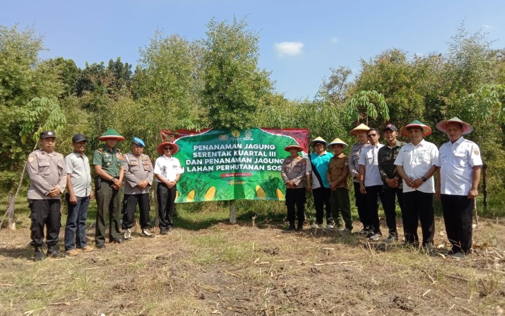 Jajaran Koramil Kodim Ngawi dan Polres Ngawi Tanam Jagung Serentak Dukung Ketahanan Pangan Nasional