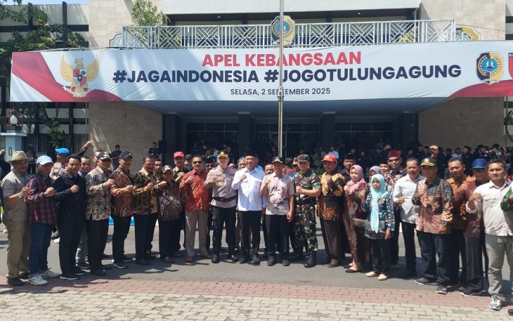 Bupati dan Dandim Tulungagung Kompak Serukan Jaga Kondusifitas Lewat Apel Kebangsaan Jaga Indonesia Jogo Tulungagung