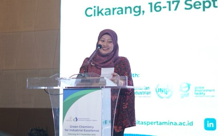 Dr. Nonni saat memberikan sambutan pada kegiatan Green Chemistry for Industrial Excellence, September 2025.
