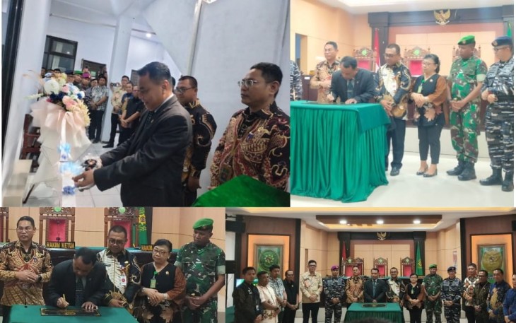 Foto kegiatan peresmian ruang sidang baru dan launching dua aplikasi inovatif pengadilan negeri/perikanan Kelas 1B Bitung