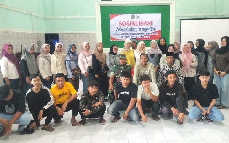 Sosialisasi Kelas Calon Pengantin (Catin) yang digelar di Balai Desa Sambirejo, Kecamatan Trenggalek, Kabupaten Trenggalek, Kamis (13/11/2025)