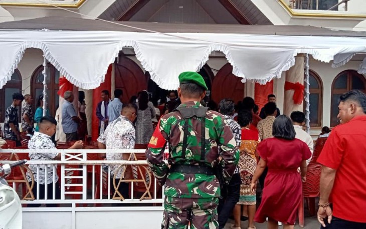 Kodim 1310/Bitung Terjunkan Personel di Setiap Gereja