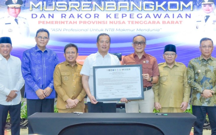 Musrenbangkom ASN, dan Rakor Kepegawaian Pemprov NTB yang dihadiri para bupati dan wali kota se-NTB, Senin (08/12/2025) di Kota Mataram.