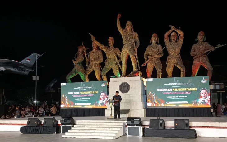 Walikota Blitar Santoso Berikan Sambutan di Acara Hari Cinta Tanah Air ke- 80. (Foto : Klikwarta.com)