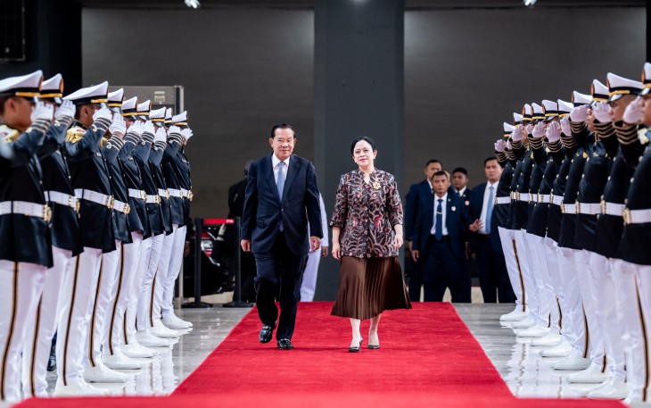 Puan saat menyambut kedatangan Hun Sen dan rombongan di Gedung DPR, Senayan, Jakarta, Rabu (752025).