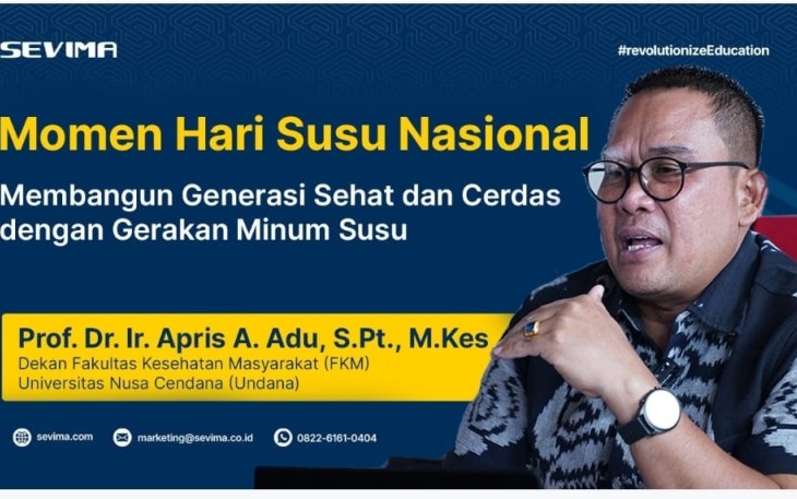 Dekan Fakultas Kesehatan Masyarakat (FKM) Universitas Nusa Cendana (Undana), Prof. Dr. Ir. Apris A. Adu, S.Pt., M.Kes di momen peringatan Hari Susu Nasional.