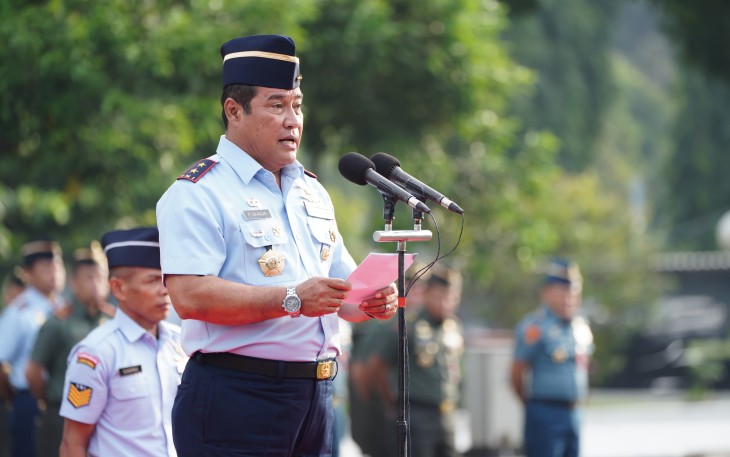 Wakil Komandan Kodiklat TNI Marsda TNI Rudy Iskandar, S.E., saat jadi Inspektur Upacara Bendera 17-an bulan Februari Tahun 2025