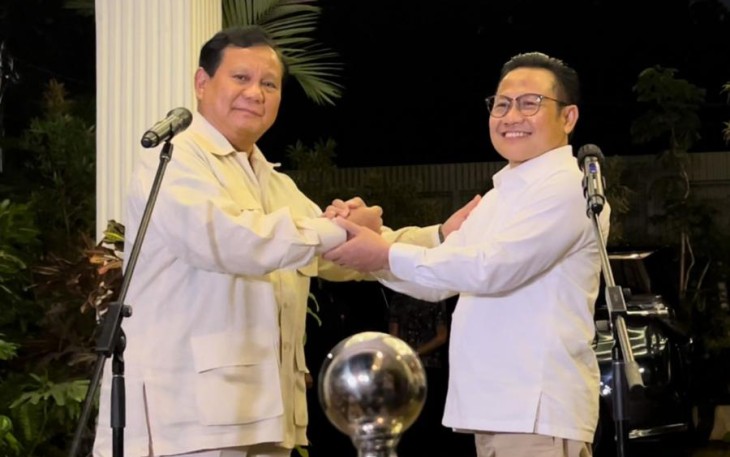 Presiden Prabowo Subianto bersama Ketum PKB Muhaimin Iskandar di Jakarta, Kamis (23/10)