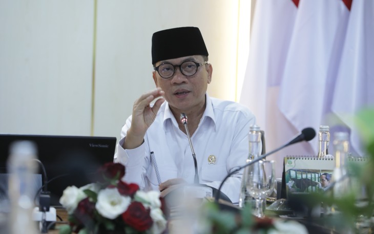 Mendes PDT Yandri Susanto saat melakukan audiensi bersama Menteri Kehutanan (Menhut) Raja Juli Antoni, di Kemenhut, Jakarta Pusat, Selasa (15/4/2025).