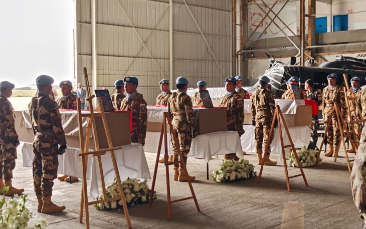 UNIFIL saat Gelar Upacara Memorial untuk Tiga Prajurit TNI yang Gugur di Lebanon Selatan