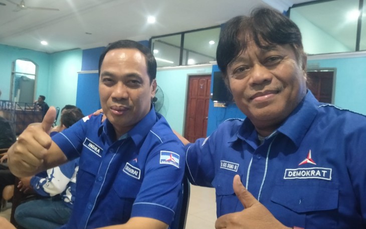 Wakil Ketua DPD Partai Demokrat Jatim, Indra Widya Agustina (kiri) dan Politisi Senior Partai Demokrat Jatim, Agus Dono Wibawanto