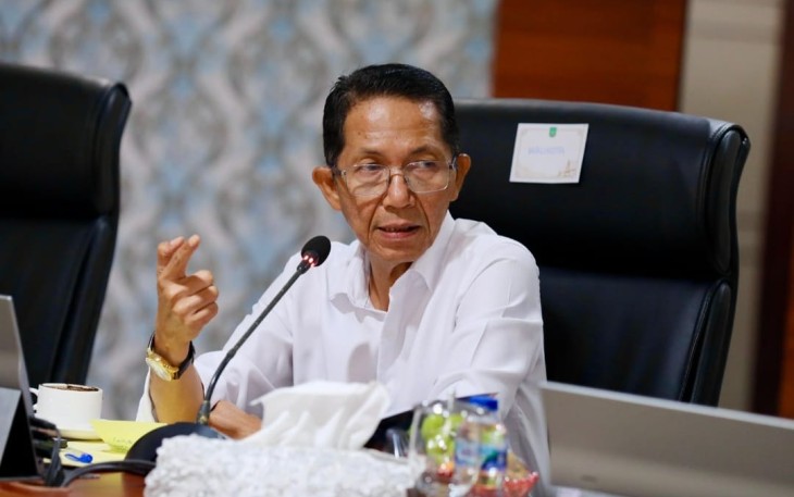 Kepala BP Batam, Amsakar Achmad dalam Rapat Koordinasi Antisipasi dan Pengendalian Banjir Kota Batam di Kantor Wali Kota Batam, Kamis (1/10/2026).