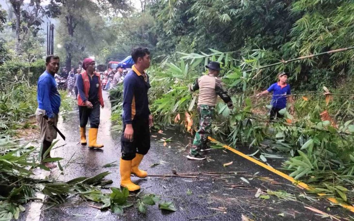 Pembersihan rumpun bambu halangi jalan 