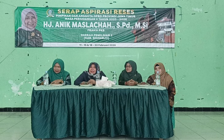Ketua Komisi B DPRD Jawa Timur, Anik Maslahah serap aspirasi masyarakat di Kantor MWC NU Jambon, Sidoarjo