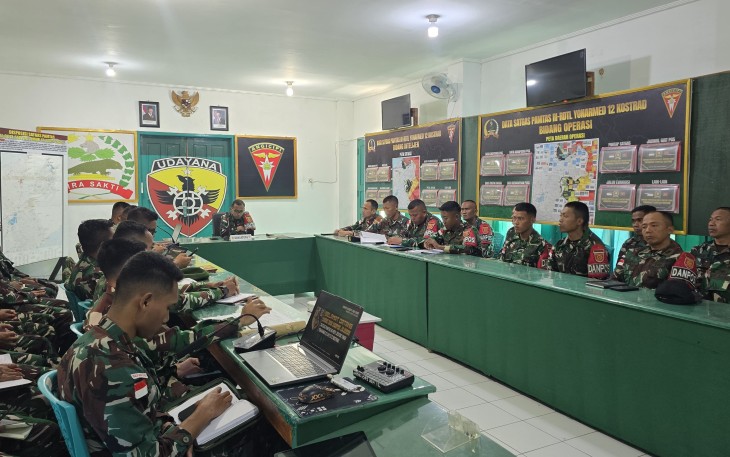 Yonarmed 12 Kostrad Perkuat Kinerja Satgas Melalui Evaluasi Danki dan Danpos serta Ramah Tamah Bulanan