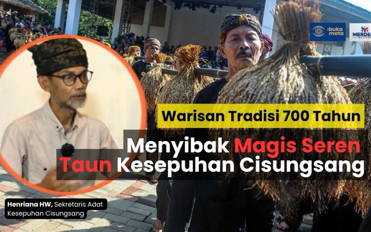 Henriana Hatra, Sekretaris Adat Kasepuhan Cisungsang dipandu Inge Olivia Mangkoe, seorang Wartawati Senior yang menjadi Host dalam acara podcast kolaborasi Ayo Buka Mata x Merdeka Institute