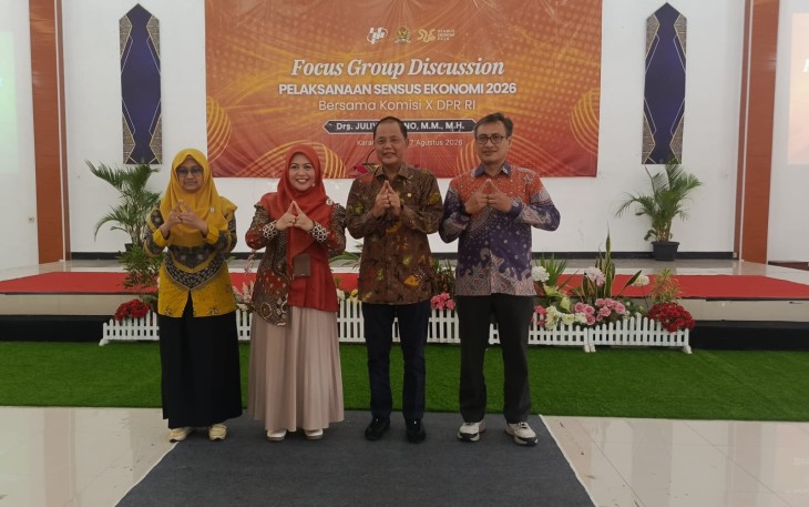 FGD Sensus Ekonomi 2026 BPS Karanganyar bersama Komisi X DPR RI, di gedung pertemuan Hotel Permata Sari, Kamis (6/8/2026)