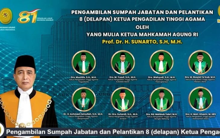 Ketua Mahkamah Agung Lantik Delapan Ketua Pengadilan Tinggi Agama